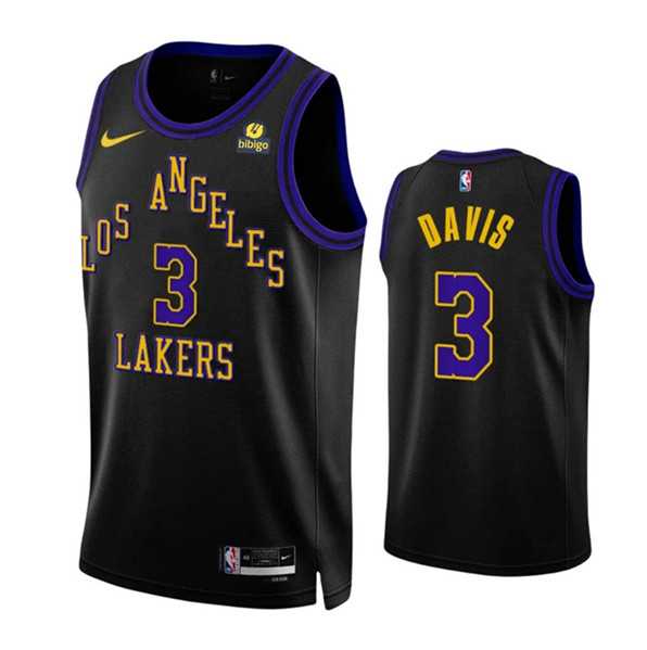 Men%27s Los Angeles Lakers #3 Anthony Davis Black 2023-24 City Edition Stitched Basketball Jersey Dzhi->los angeles lakers->NBA Jersey